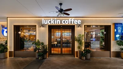 Luckin Coffee staff and guests at the opening of its 100th Singapore store in Bugis