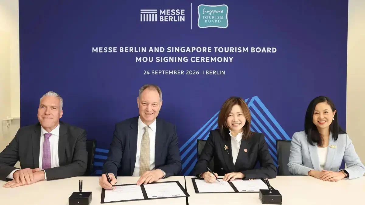 STB and Messe Berlin executives sign MOU at InnoTrans Berlin 2026