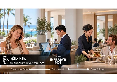 Aiello AI ordering interface integrated with Shiji Infrasys POS at a hotel