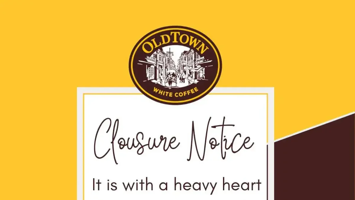 OldTown White Coffee closure notice for its Kallang Wave outlet