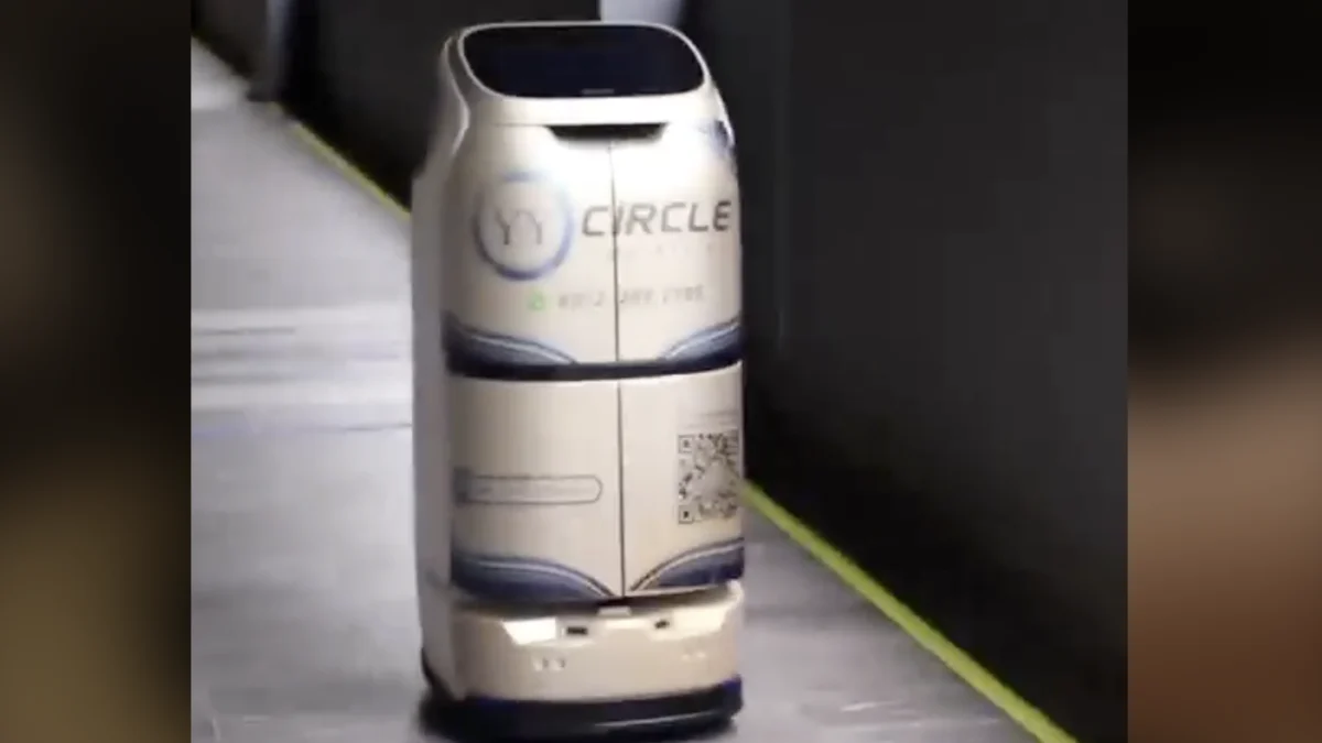 YY Circle hospitality service robot shown in a video posted by YYForce